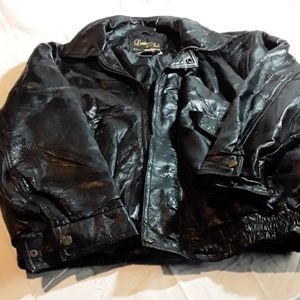 Leather jacket vtg lg size black